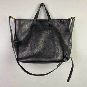 Madewell Zip-Top Leather Transport Tote - Black - Large Size